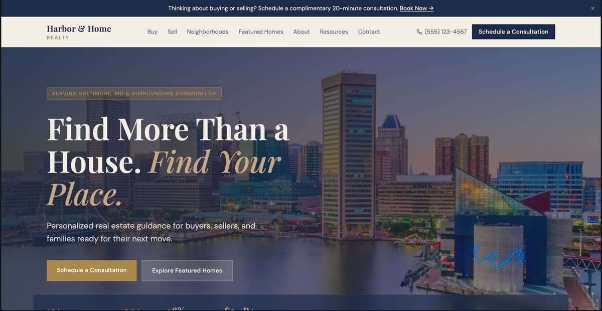 Harbor & Home Realty website preview