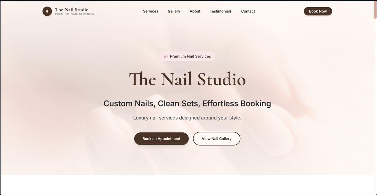 The Nail Studio website preview